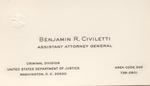 Business Card - Assistant Attorney General of the United States by Benjamin R. Civiletti